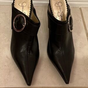 Jessica Simpson Black Pointed Toe Mule Heels - Size 8.5
